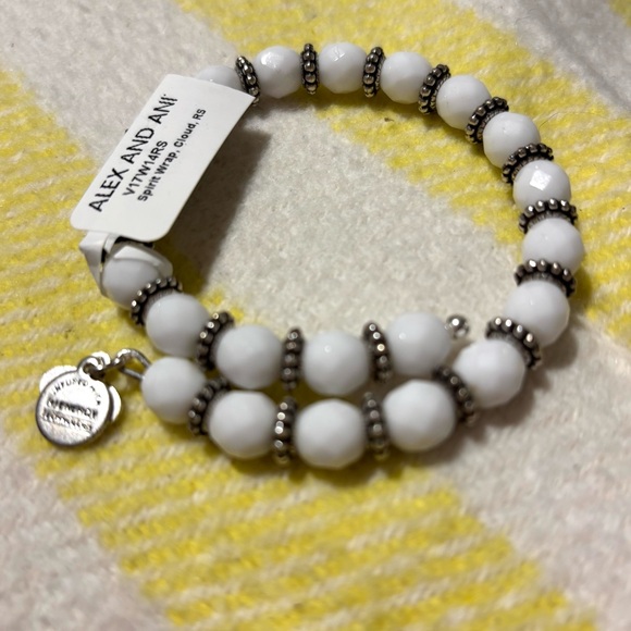 Alex and Ani Spirit Wrap, Cloud, White and Silver Beaded Bracelet, NWT - Picture 4 of 9